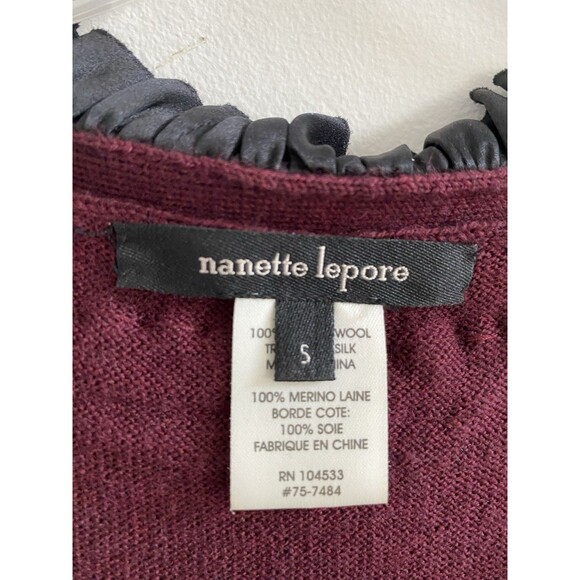 NANETTE LEPORE 100% Merino Wool Burgundy Sleeveless Knit Sweater Dress Small - Picture 5 of 6